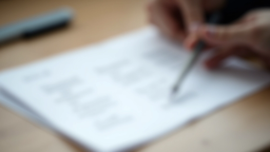 Papír s poznámkami a schémou, ukazující strukturu napsané závěti s vyznačenými sekcionami